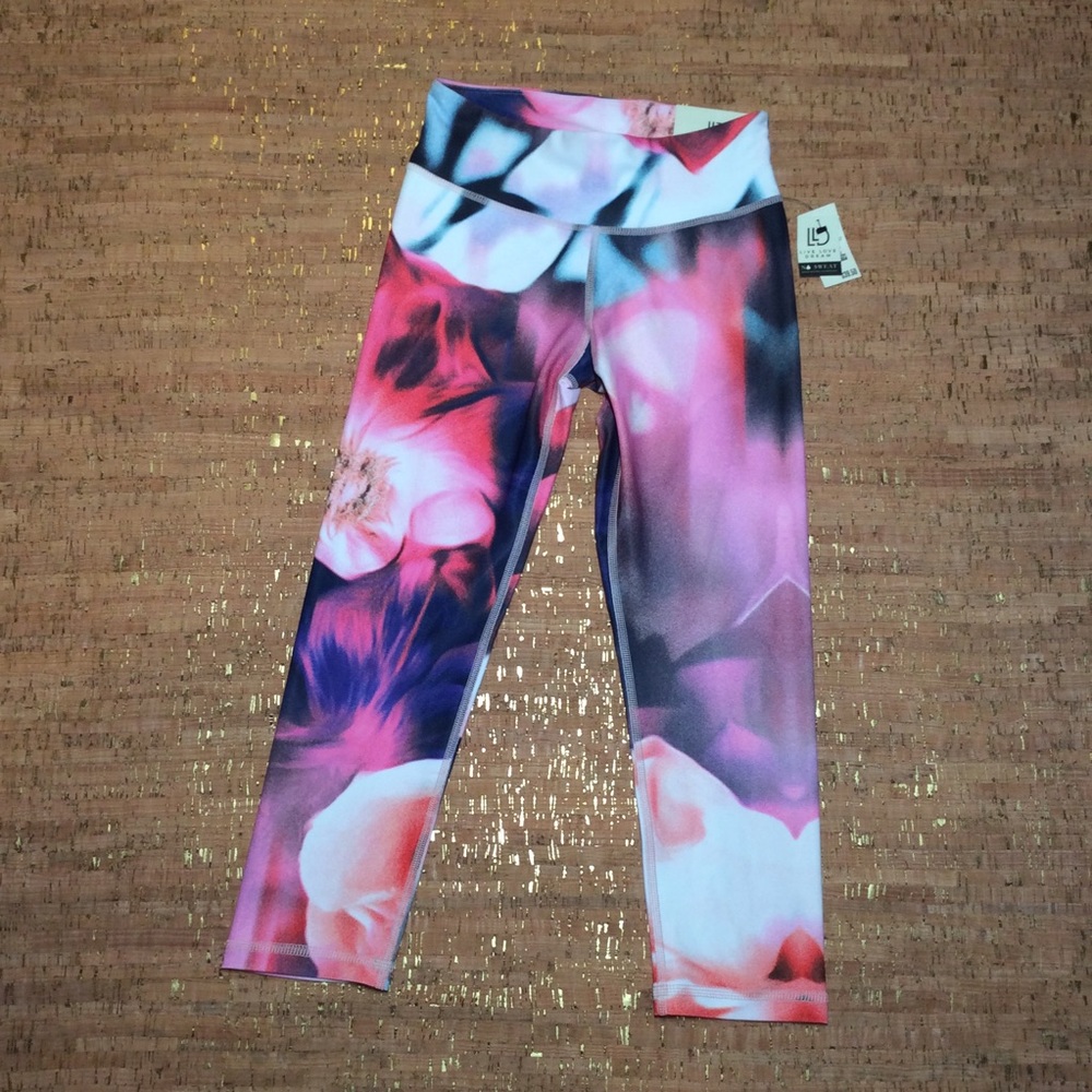 Live Love Dream Girls Pink Flowered Leggings
